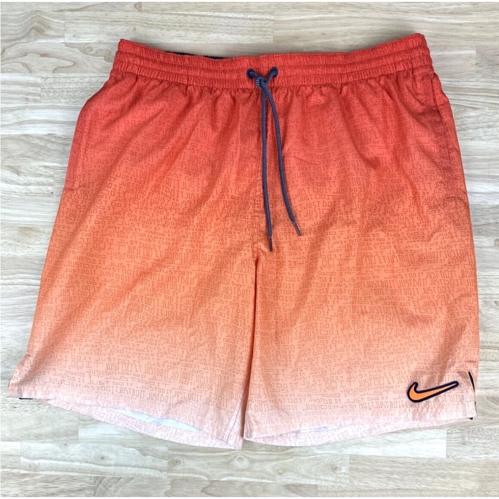 NIKE LOGO SWIM Shorts JDI FADE 9" VOLLEY TRUNKS Gradient Orange JUST DO IT